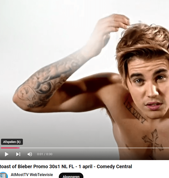 AtMost sociale media marketing: Roast of Bieber Promo 30s1 NL FL - Comedy Central