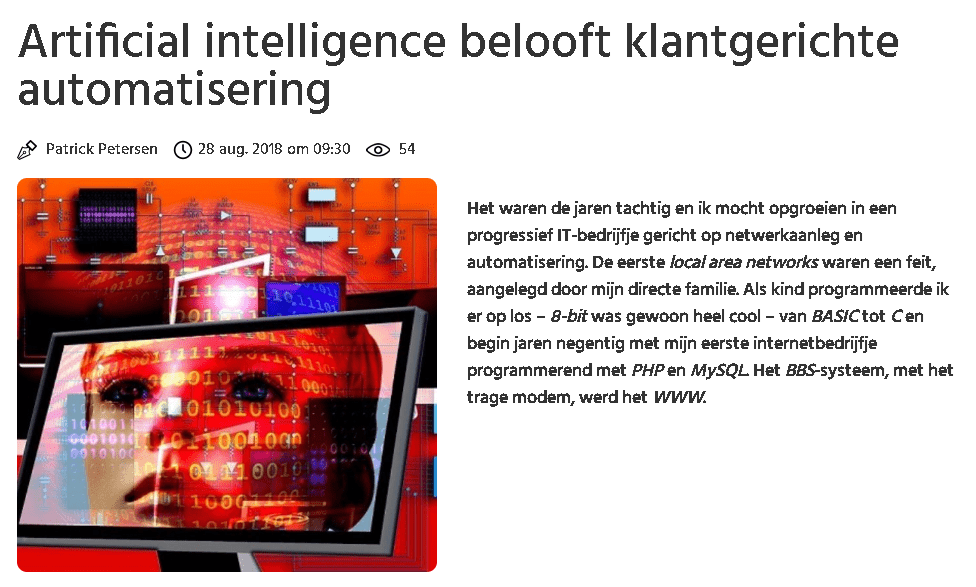 [AtMost column CustomerTalk] 'Artificial intelligence belooft klantgerichte automatisering'